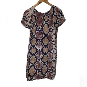 Eight Sixty women's short sleeve snake print casual shift dress size M